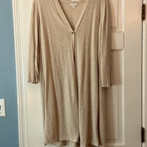 J Jill Beige Ribbed Long Cardigan
